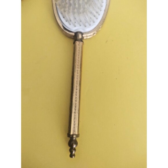 Vintage Brass and Cut Glass Hand Mirror & Brush Vanity Set 1930-1940 - Picture 8 of 15